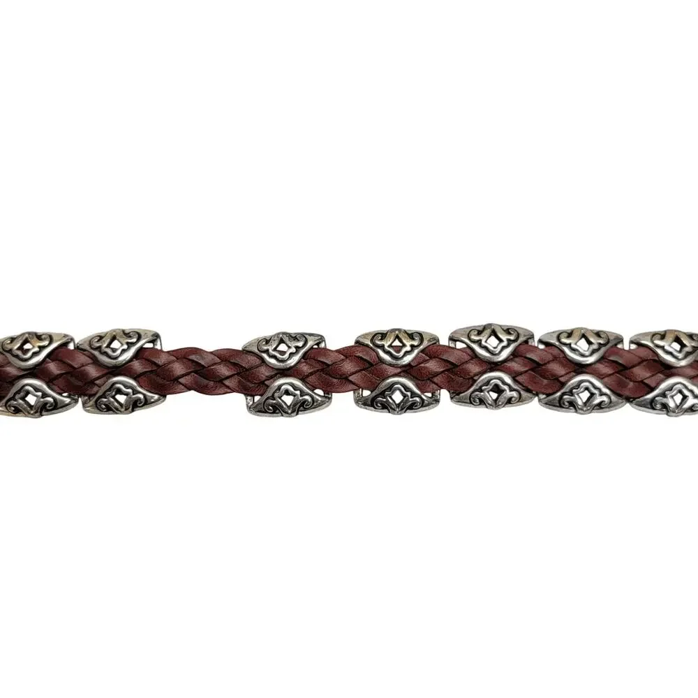 Brighton Vintage 1996 Womens Braided Leather Western Concho Belt Brown Size M